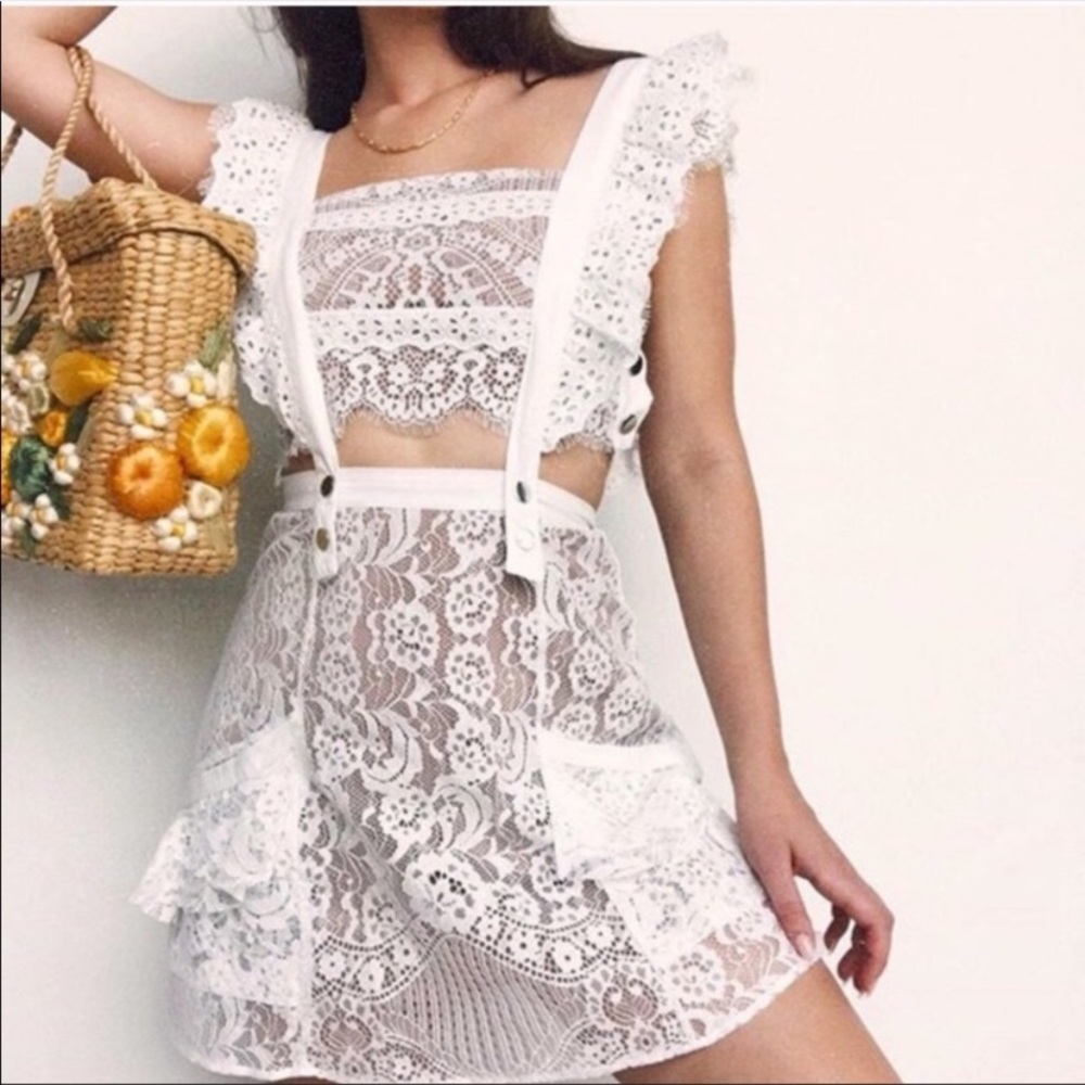 For love and lemons tati pinafore dress white lace
